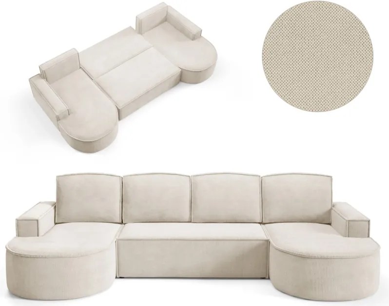 Narożnik MOLLY XL wolnostojący układ U z funkcją spania w tkaninie Curio 09 DomoHome