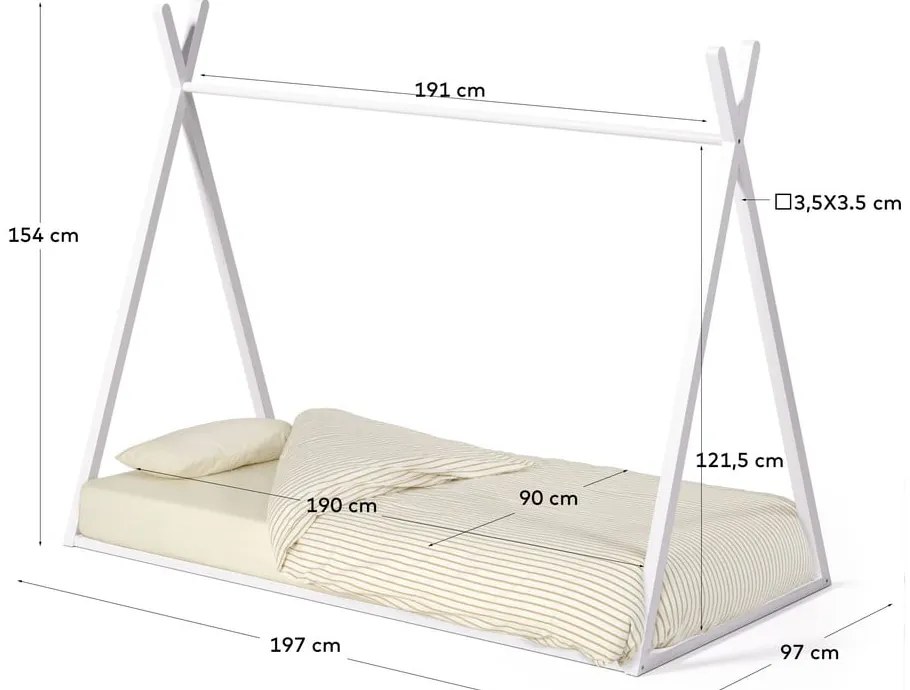 Białe łóżko dziecięce z litego drewna bukowego w kształcie domku ze stelażem 90x190 cm Maralis – Kave Home