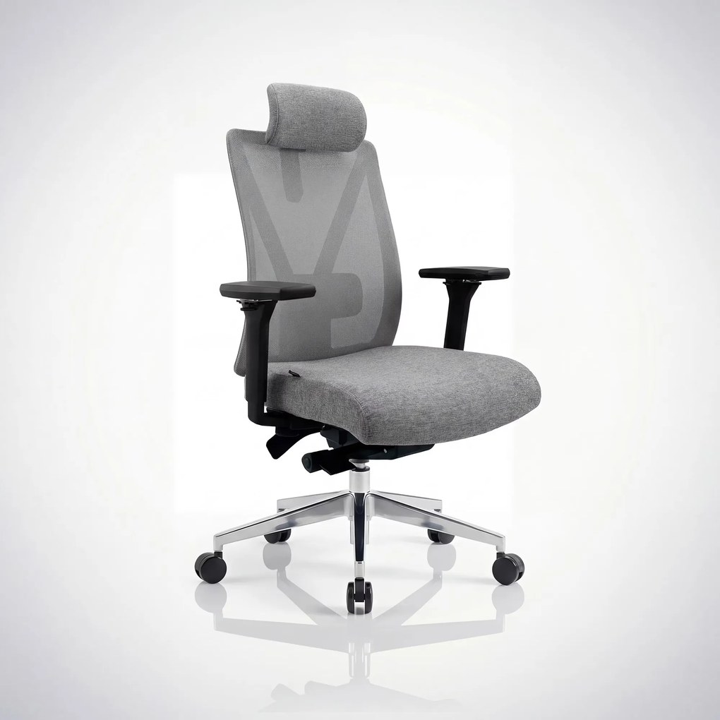 Fotel biurowy ergonomiczny szary z siatką VECTOR