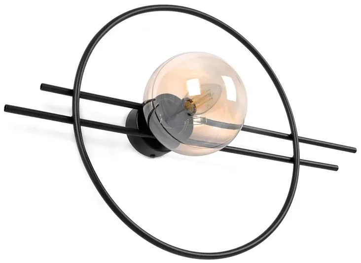 Czarno-bursztynowy okrągły metalowy kinkiet loft - A722 B5-F26