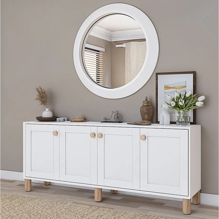 Komoda – 180 cm x 75 cm x 40 cm – Biała – 100% płyta wiórowa