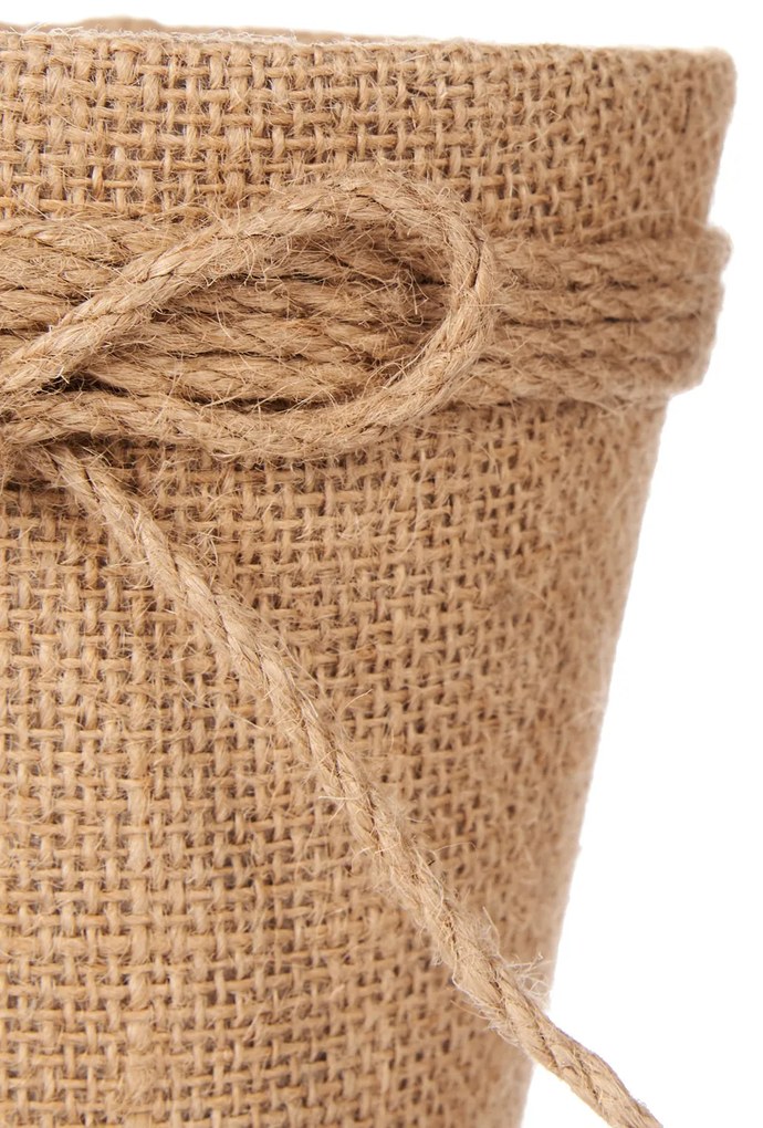 Osłonka na doniczkę pleciona z jutową kokardą, Ø 13 cm