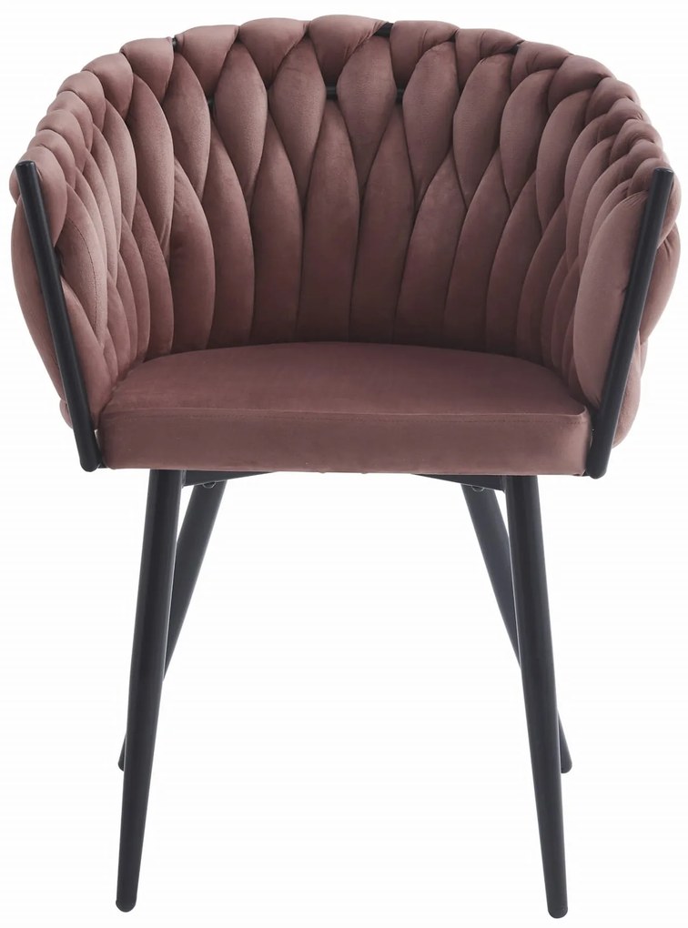 Aksamitne krzesło jadalniane ORION VELVET z czarnymi nogami, ciemnoróżowe