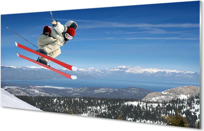 Panel nad Blat Kuchenny Narciarz w Wysokich Górach