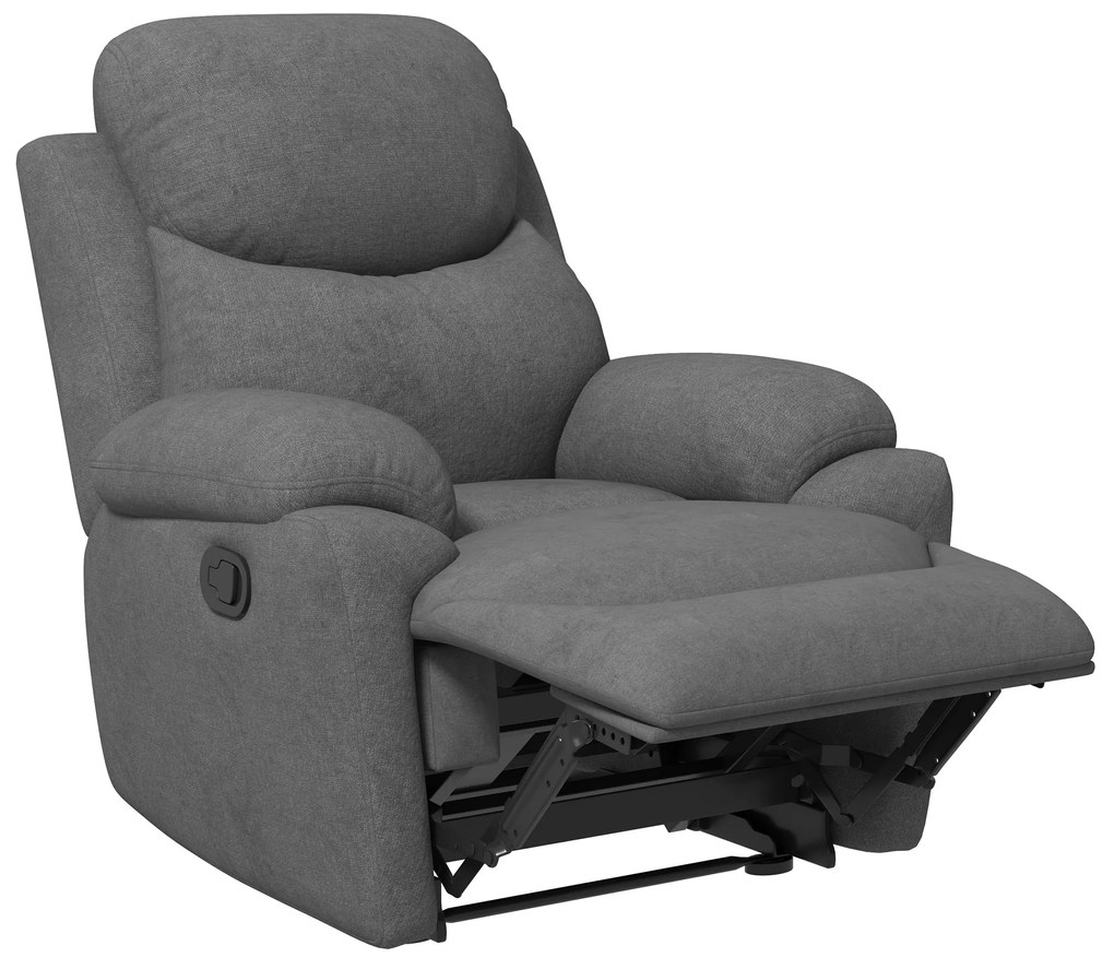 HOMCOM Fotel relaksacyjny z tkaniny lnianej fotel telewizyjny do leżenia szary nowoczesny design | Aosom PL