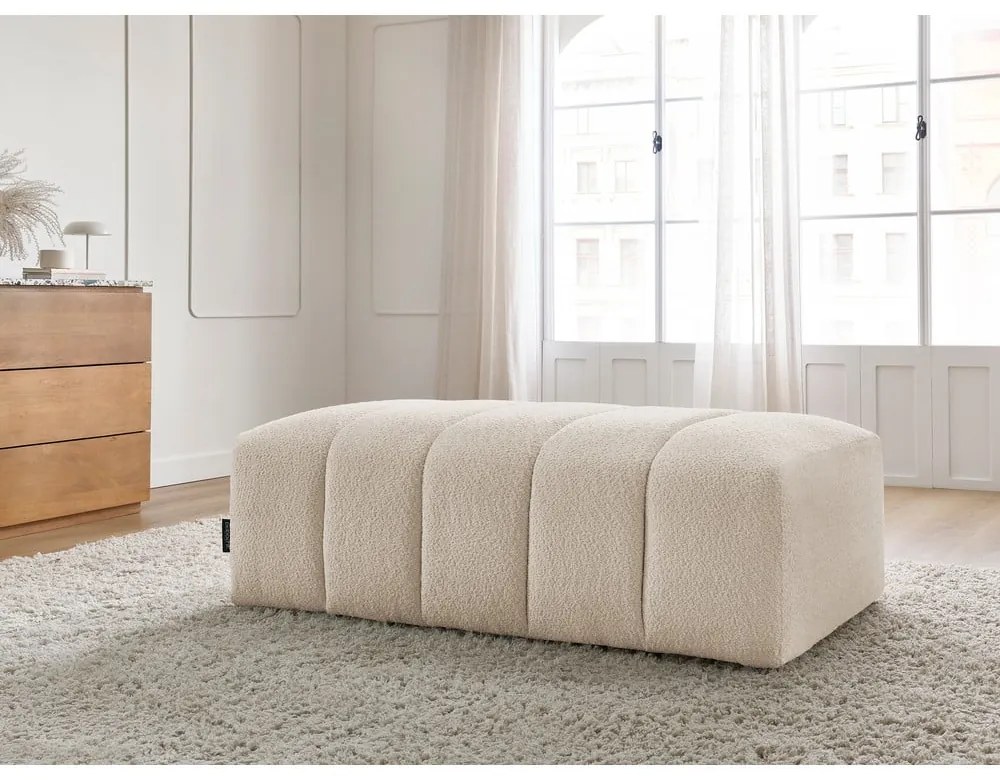 Beżowy podnóżek z materiału bouclé Annecy – Bobochic Paris