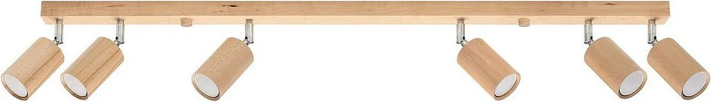 Listwa oświetleniowa 6 punktowa BERG 6 naturalne drewno