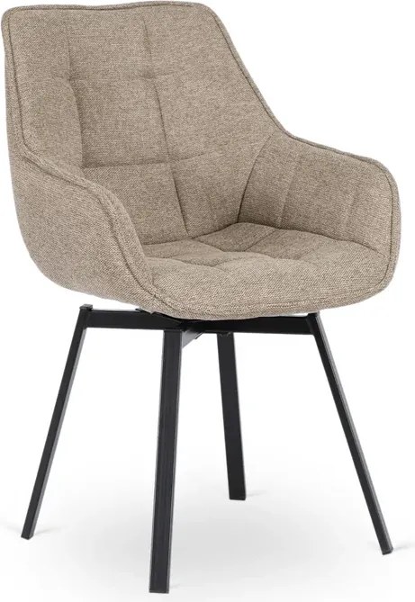 Krzesło Tapicerowane Obrotowe do Salonu LUNA 2 Beżowe Nowoczesne