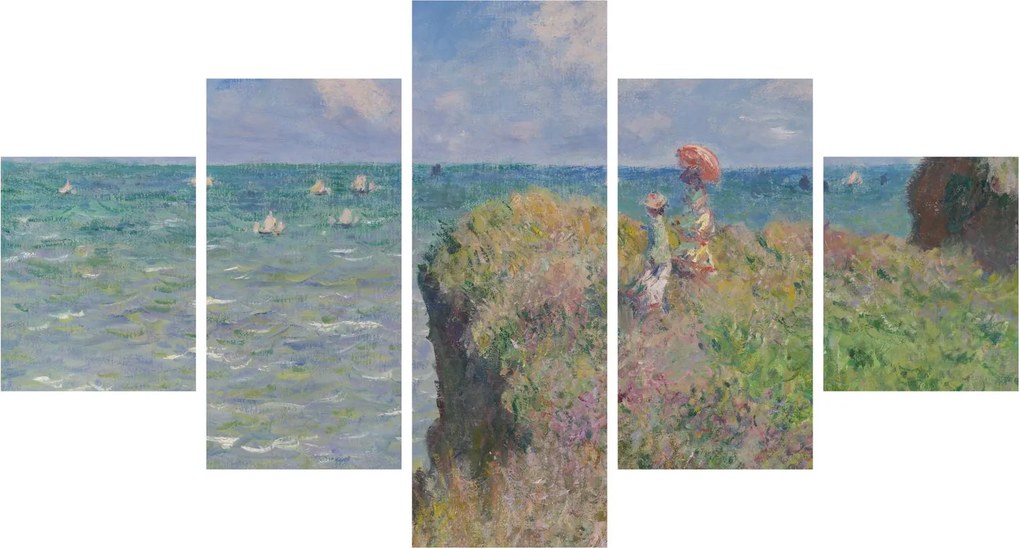 Obraz - Claude Monet, Cliff Walk at Pourville, reprodukcje (125x70 cm)