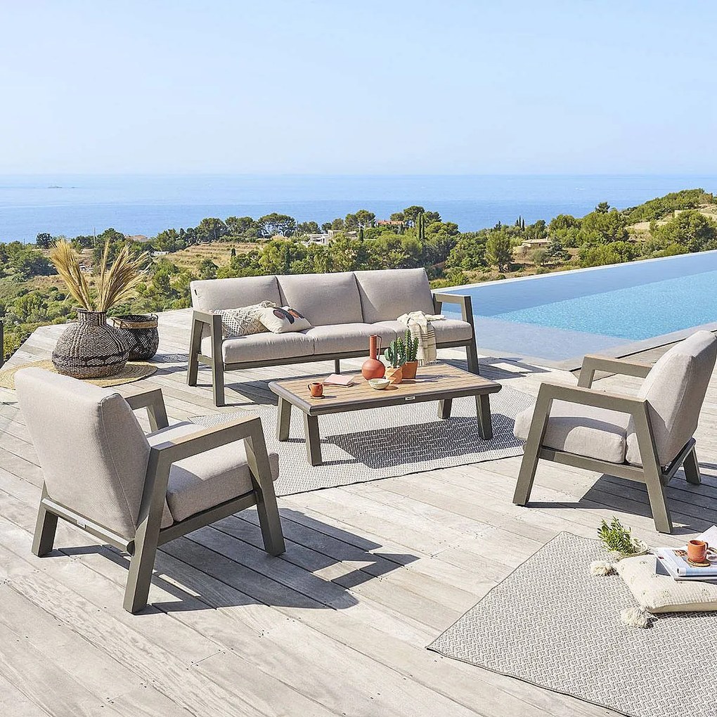 Zestaw aluminiowy HELIOS dla 5 osób (szaro-brązowy)