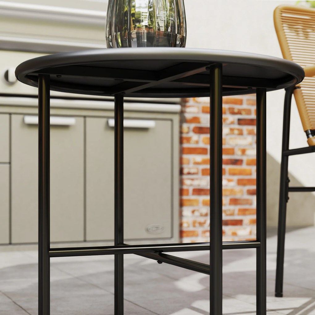 Outsunny 3-częściowy zestaw bistro z rattanu, komplet mebli ogrodowych, 2 krzesła ogrodowe, stolik 54 x 66 x 76 cm, żółty