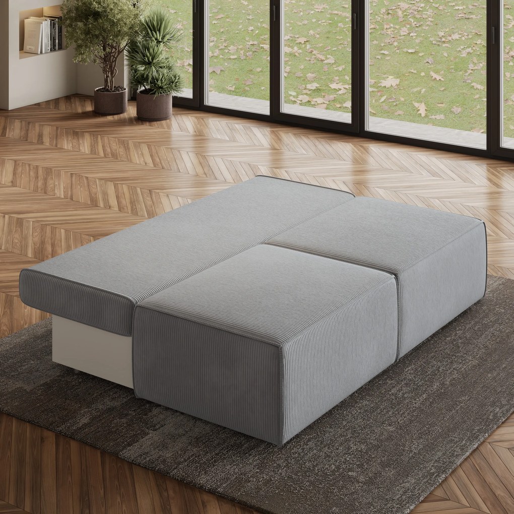 Masseno Narożnik VARNA z funkcją spania i pojemnikiem na pościel Narozniki L, Rozkładana sofa - Jasnoszary, POSO 55