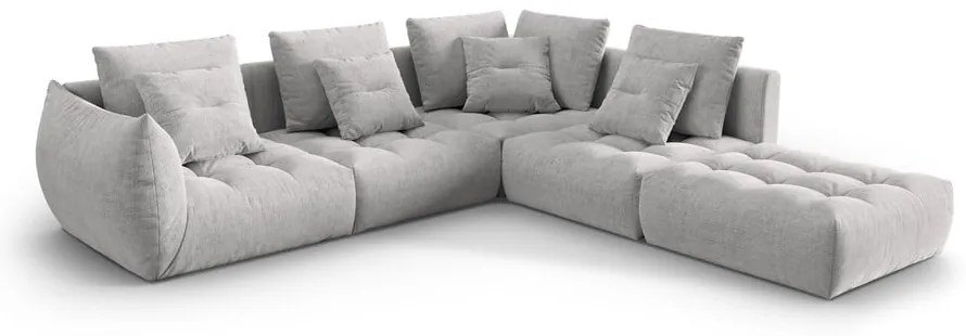 Jasnoszary narożnik (prawostronny/w kształcie litery L) Bloom – Micadoni Home