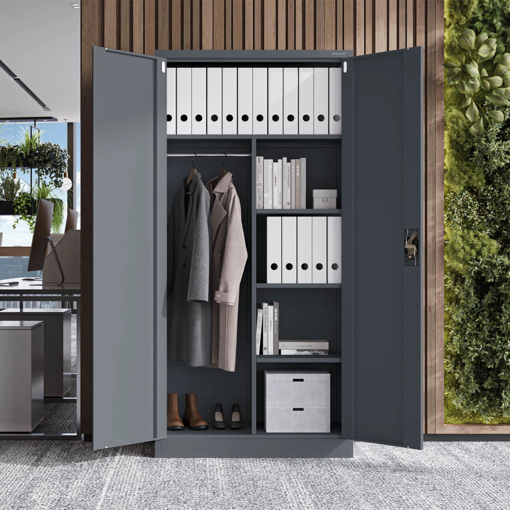 Szafa gospodarcza metalowa DAWID, 900 x 1850 x 450 mm, antracytowa