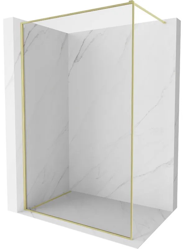 Mexen Kioto-F ścianka prysznicowa Walk-in z ramką 120 x 202 cm, transparent 8 mm, złota szczotkowana - 800-120-104-55-00