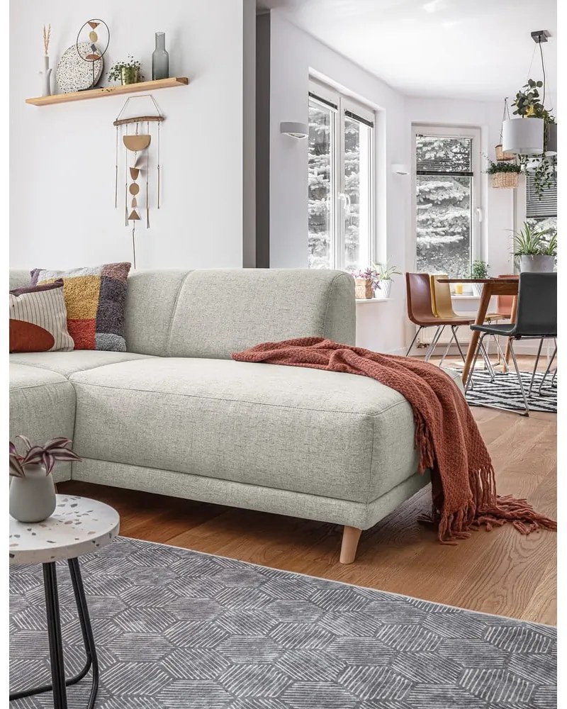 Beżowy rozkładany/ze schowkiem narożnik (prawostronny/w kształcie litery L) Classy Sophie – Miuform