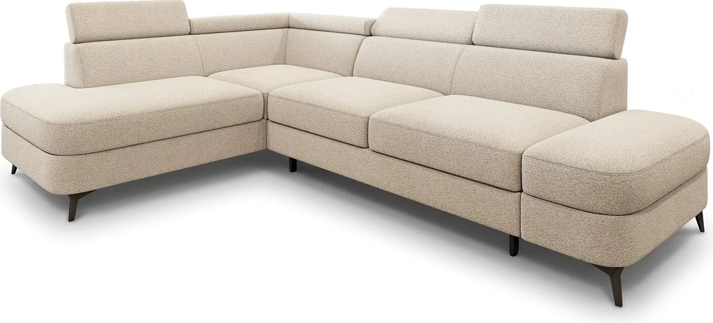 Masseno Narożnik AVISE z funkcją spania i pojemnikiem na pościel Narozniki L, Rozkładana sofa - Kremowy, QUELLE 02