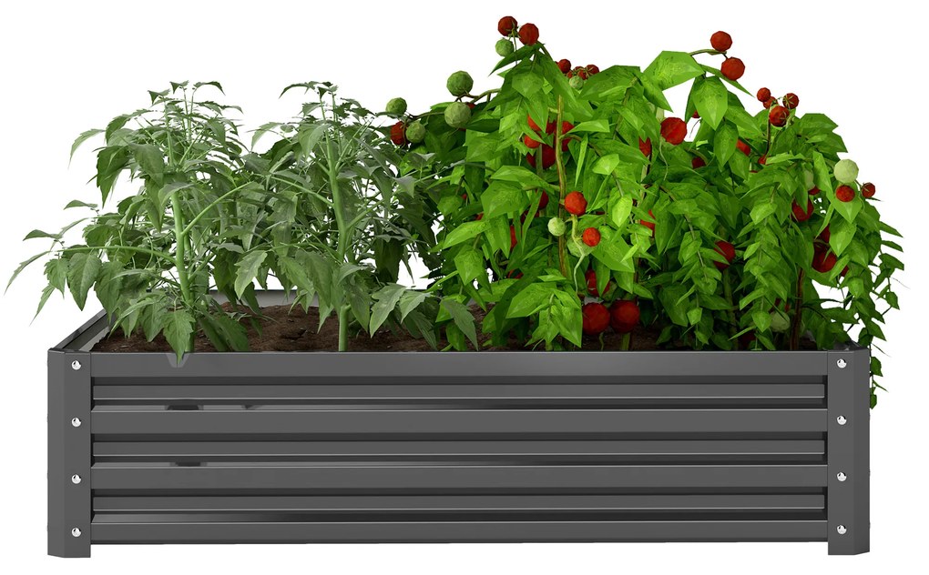 Outsunny Skrzynka ogrodowa, Pflanzkasten z obudową stalową, Jasnoszary, 120 x 120 x 30 cm