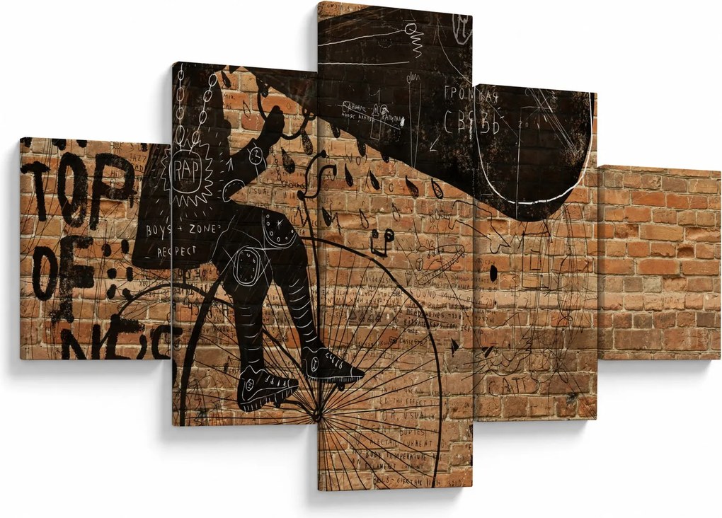 Obraz - Mężczyzna na rowerze w stylu Banksy (125x70 cm)