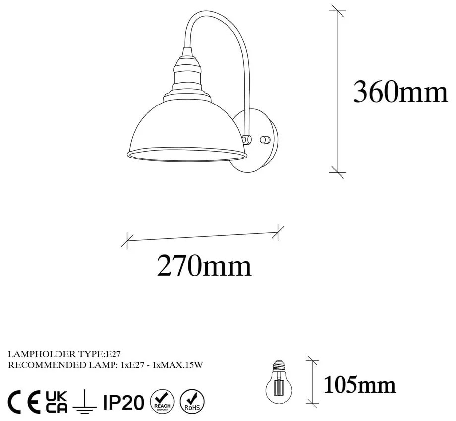 Czarny kinkiet ø 21 cm Varzan – Opviq lights