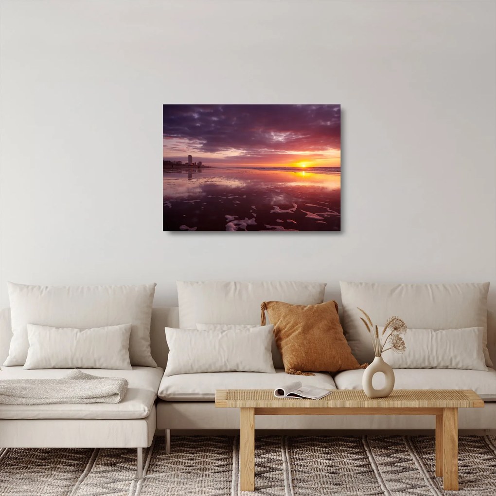 Obraz na szkle - Plaża o zachodzie słońca (70x50 cm)