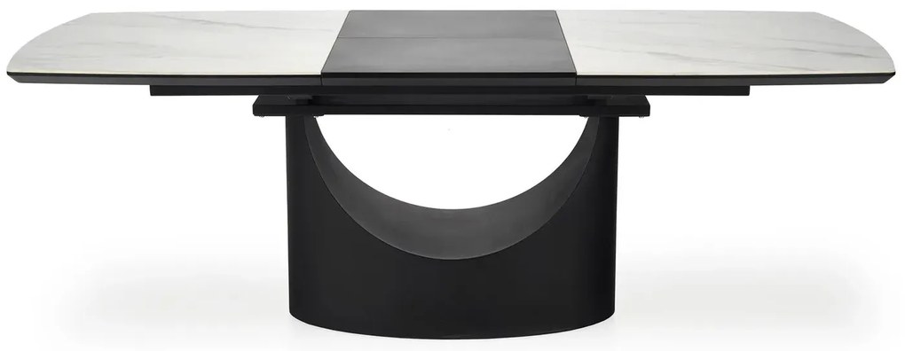 Stół rozkładany OSMAN 160(220)x90 biały marmur/czarny HALMAR