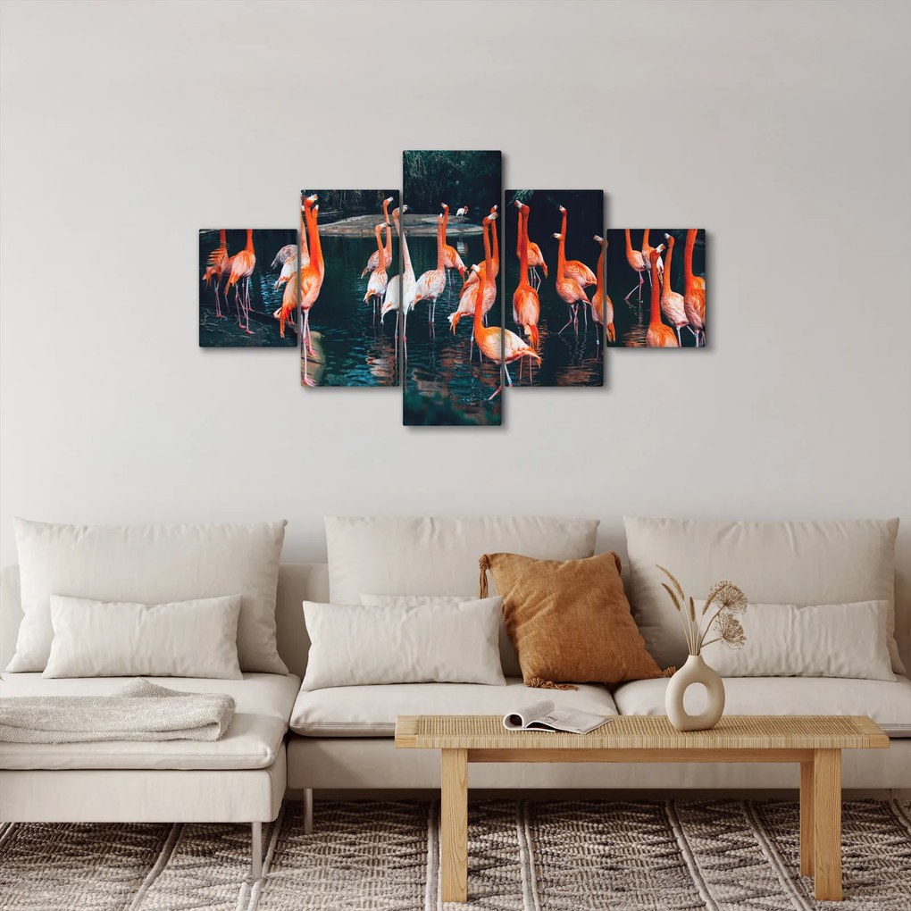 Obraz stada flamingów (125x70 cm)