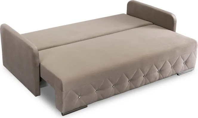 Sofa Rozkładana z Funkcją Spania VIVO Dwuosobowa Beżowa Glamour do Salonu