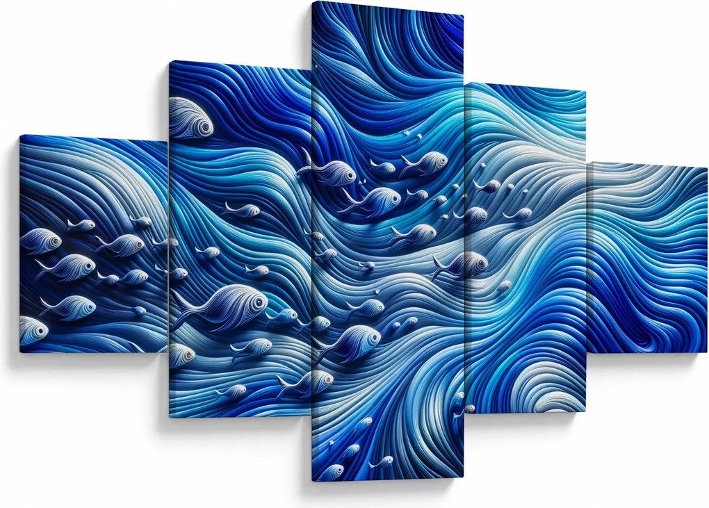 Obraz – Ryby w falach (125x70 cm)