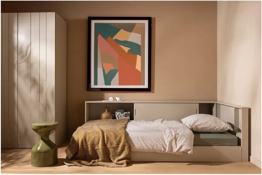 Szaro-beżowe łóżko jednoosobowe z litego drewna sosnowego bez stelaża 90x200 cm Carter – WOOOD