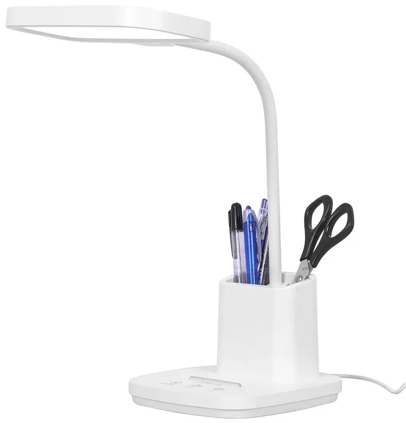 Biała regulowana lampka biurkowa LED z pojemnikiem - 5X A684 R3-P98