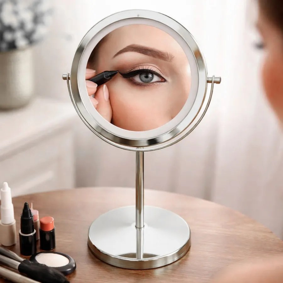 Lusterko Do Makijażu PREMIUM Kosmetyczne POWIĘKSZAJĄCE 10X Podświetlane LED