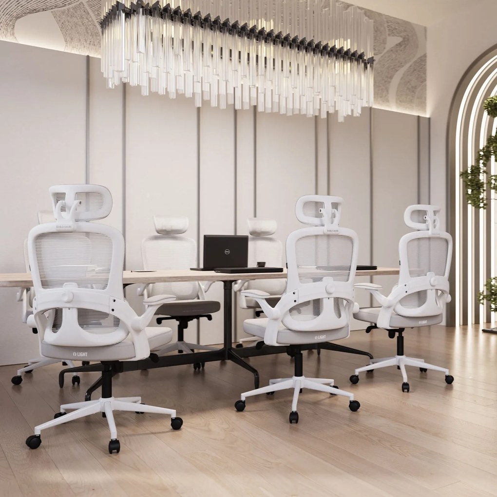 Ergonomiczny fotel do pracy w biurze Diablo V-Light, jasny szary