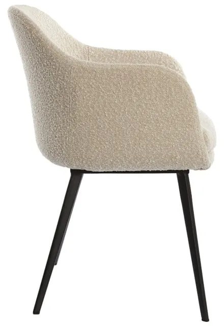 Kremowy tapicerowany fotel jadalniany z podłokietnikami Leone – Light &amp; Living