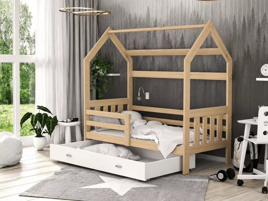 Łóżko dziecięce domek Lante z szufladą 80x160 80x190 stelaż Flex MDF łóżko dla dziecka