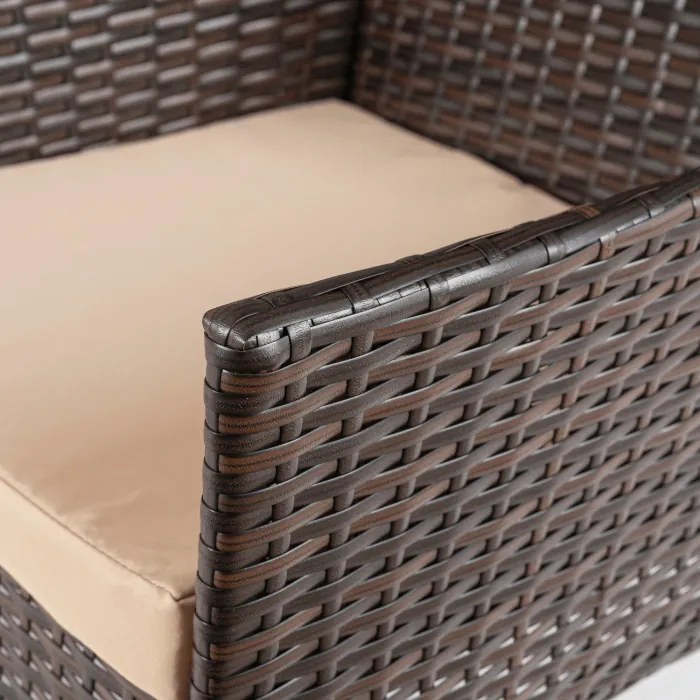 Zestaw Mebli Ogrodowych MORADO Stół i 4x Krzesło Brązowy/Beżowy Technorattan Nowoczesny