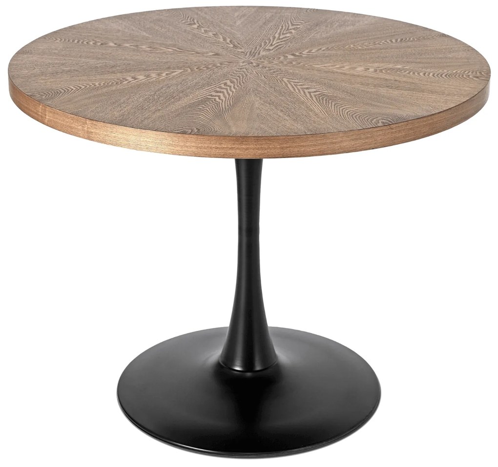 Stół Okrągły LINO 100 cm Orzech/Czarny Nowoczesny Loft