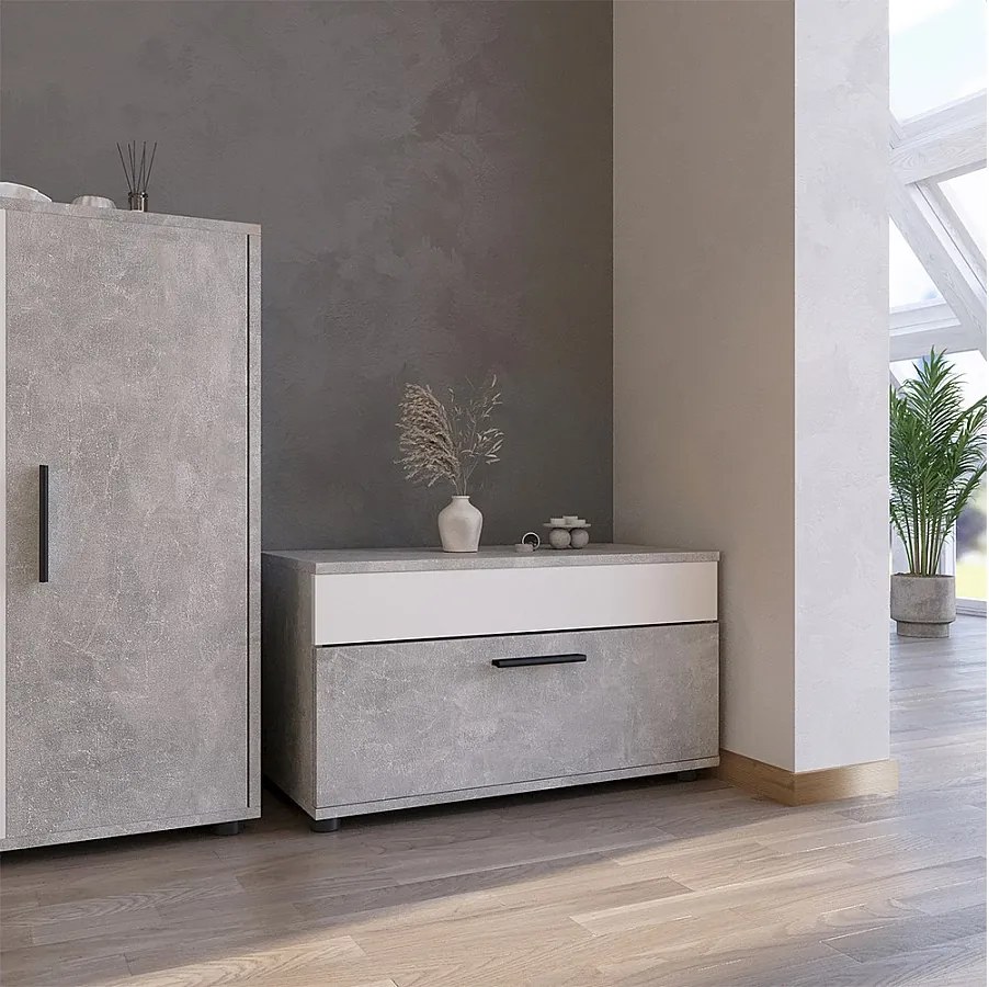 Szafka do salonu beton/biały 70.8x35.3x38.9 berno