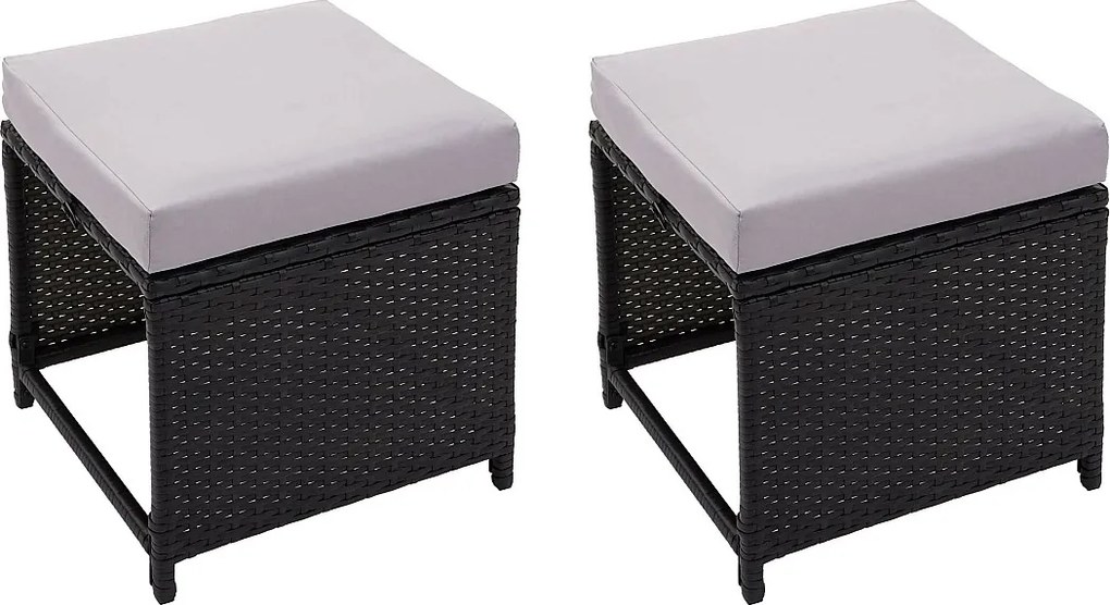 Taboret MCW-G16 (zestaw 2 szt.),  czarne, poduszki jasnoszare