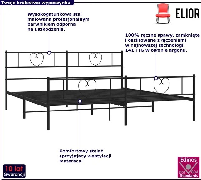 Czarne rustykalne łóżko małżeńskie 180x200cm A9-E17