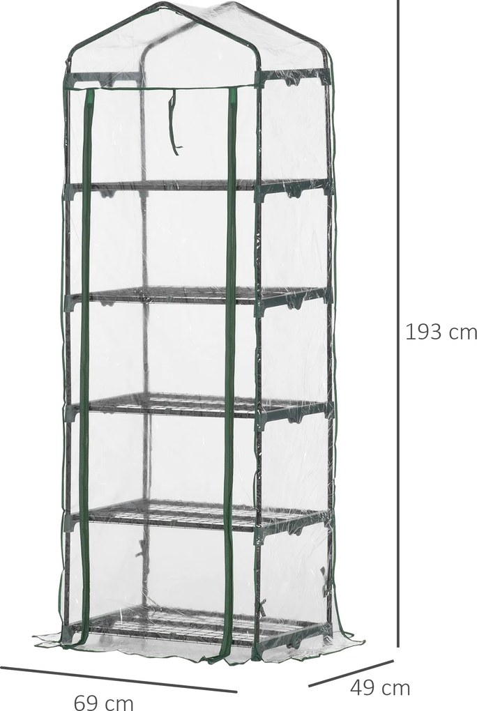 Outsunny Miniszklarnia Przezroczysta i Zielona na Kwiaty lub Warzywa 69x49x193cm | Aosom PL