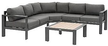 Narożny zestaw aluminiowy VANCOUVER dla 5 osób (antracyt)