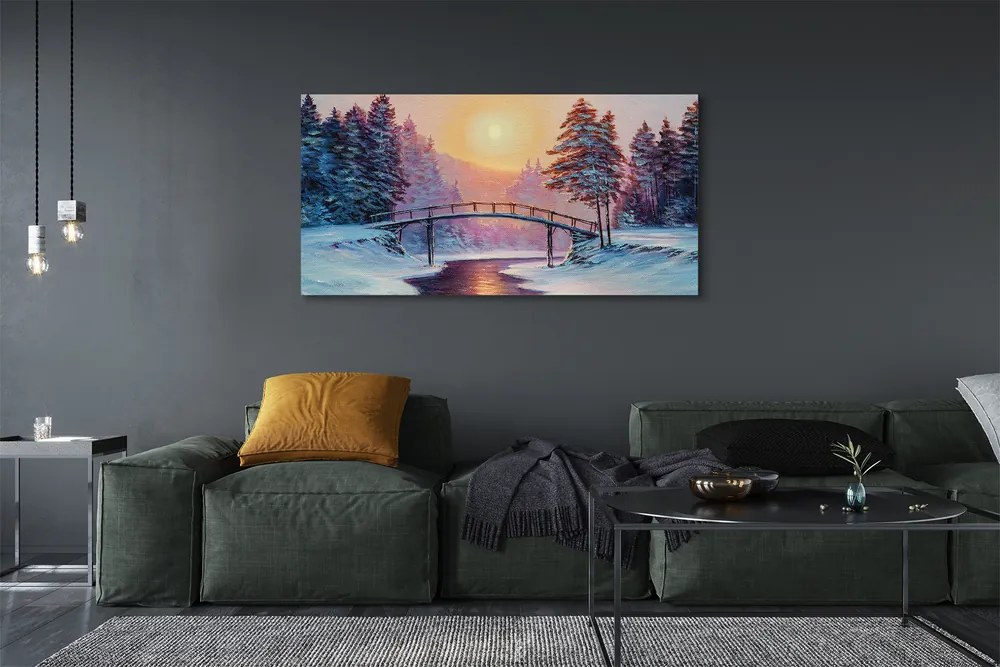 Fotoobraz na płótnie Zimowy Wschód Słońca w Lesie