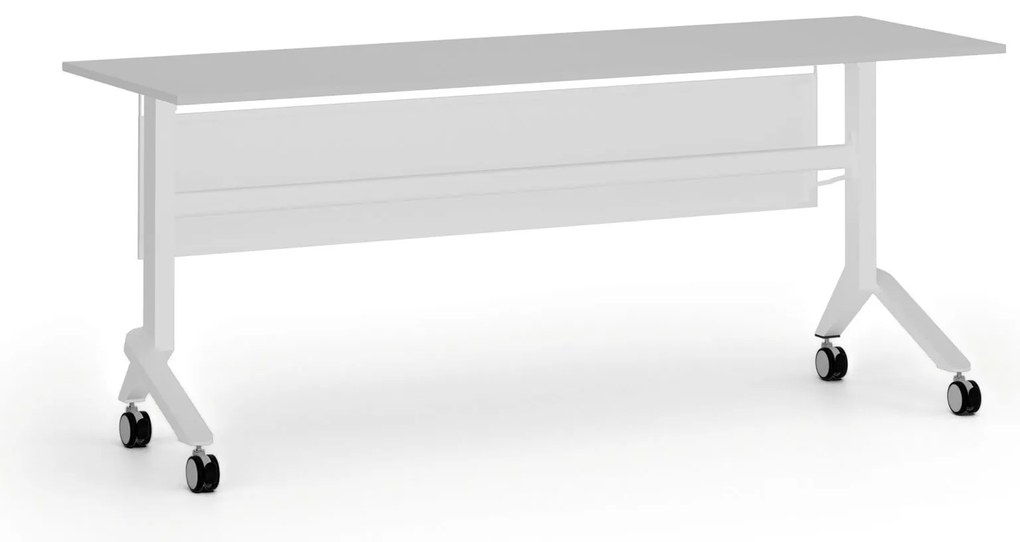 Mobilny stół PRIMO MOVE, 180x60 cm, biała podstawa, szary