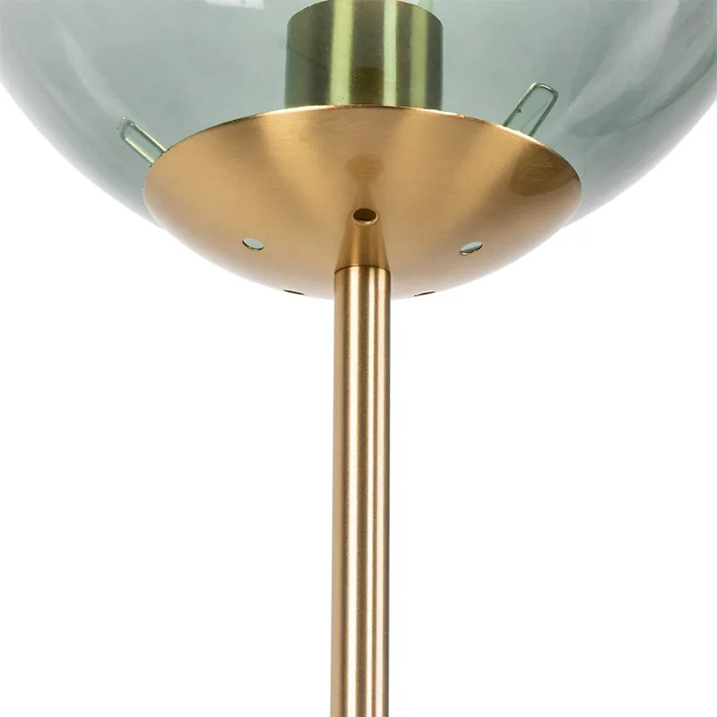 Lampa stojąca w stylu art deco mosiądz z zielonym szkłem - Pallon ArtDeco Oswietlenie wewnetrzne