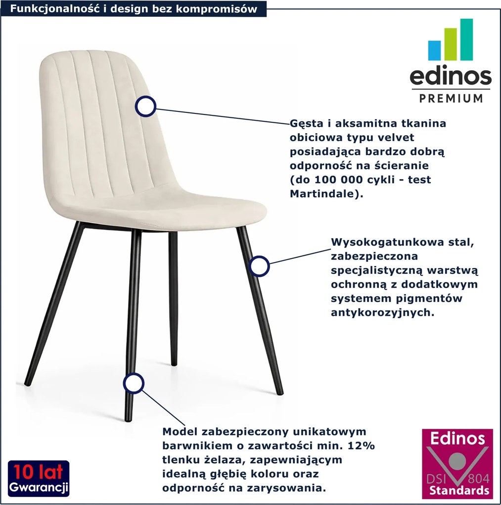 Kremowe welurowe krzesło pikowane A9-Z47