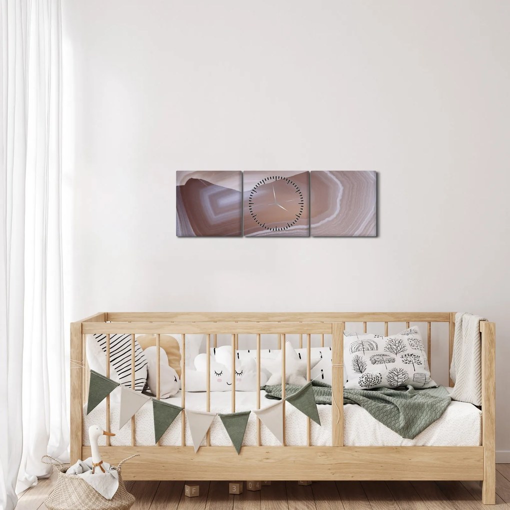 Obraz - Marmurowy agat (z zegarem) (90x30 cm)
