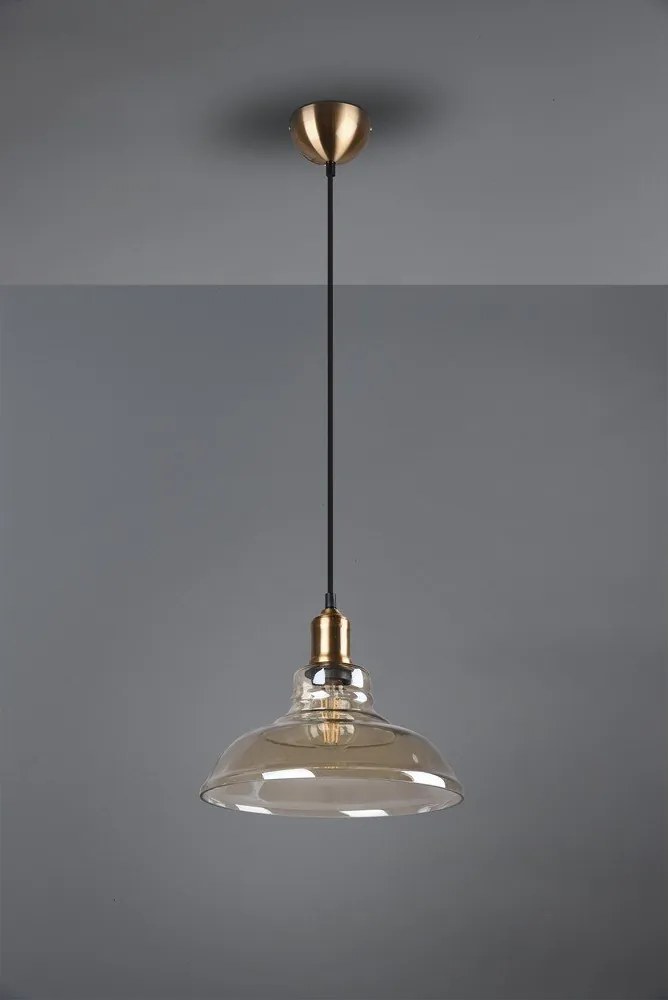 Metalowa lampa wisząca w kolorze mosiądzu ze szklanym kloszem ø 28 cm Aldo – Reality