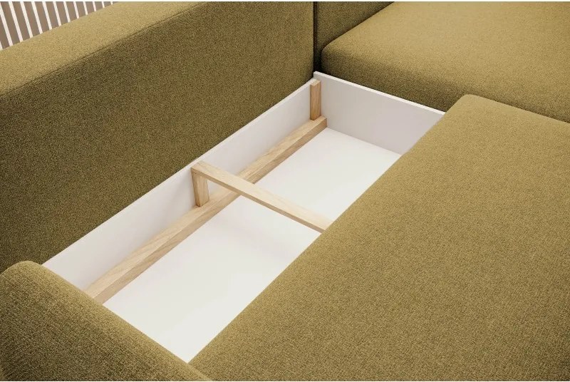 Narożnik BONO z funkcją spania Drewniane nóżki Eleganckie podłokietniki Głębokie siedzisko Prawa strona Barrel 48