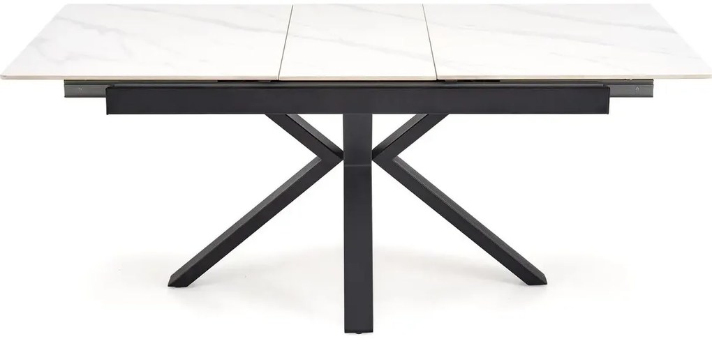 Stół rozkładany PLATAN 140(180)x85 biały marmur/czarny HALMAR